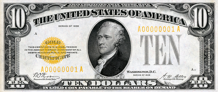 A gold certificate from 1926